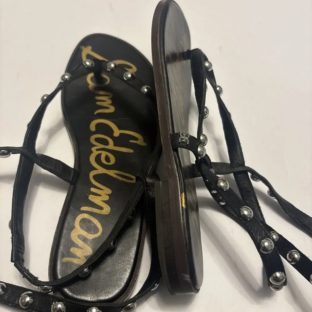 Sam Edelman Women’s Elisha Strappy Studded Leather Sandals Black Size 9 - Picture 8 of 13